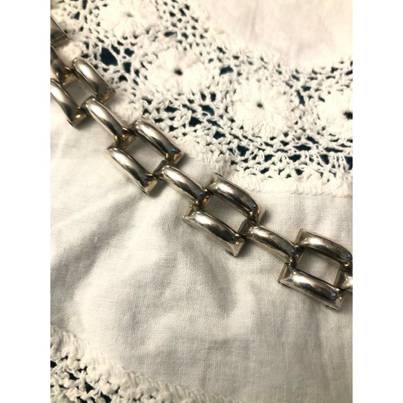 Heavy Vintage Handcrafted Sterling Link Bracelet - Picture 2 of 4